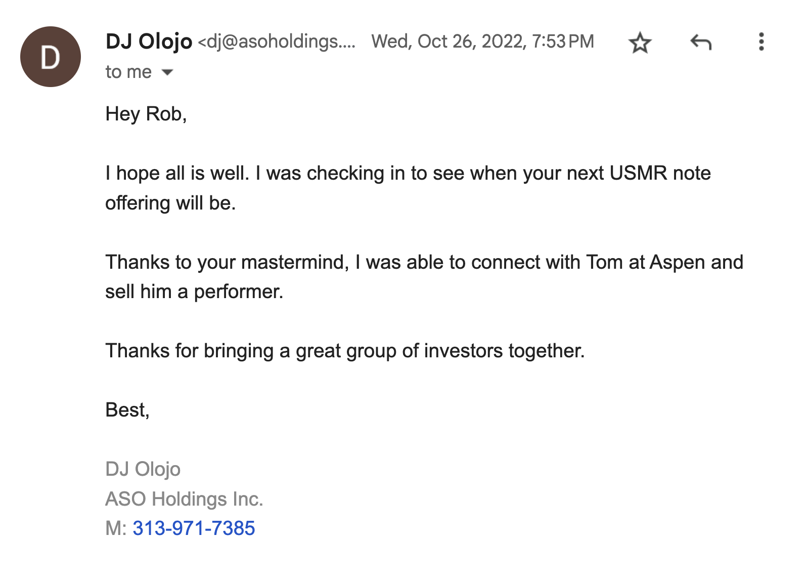 Testimonial from DJ Olojo